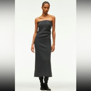 ZARA STUDIO GREY STRAPLESS/EXPOSED SHOULDERS WOOL DRESS LIMITED EDITION